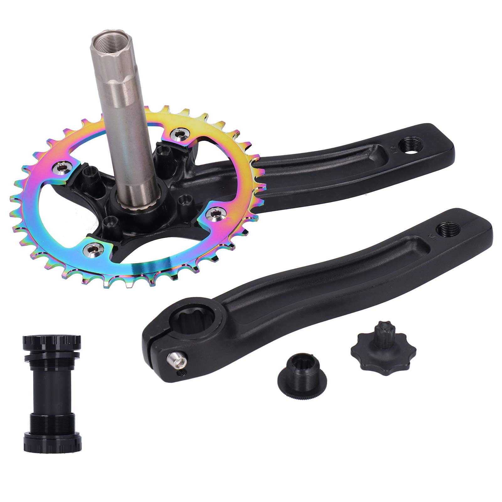VGEBY Guarnitura Single Speed ​​36T, 170mm Pedivelle Bike Guarnitura con Movimento Centrale per Single Speed ​​Mountain Bike Refit Manovella Sinistra Destra