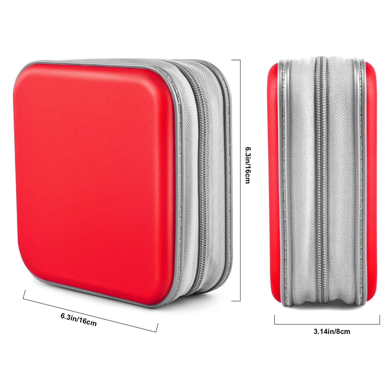 Funda para DVD, 48 fundas para CD/DVD, organizador de almacenamiento para coche, hogar, viajes (rojo)