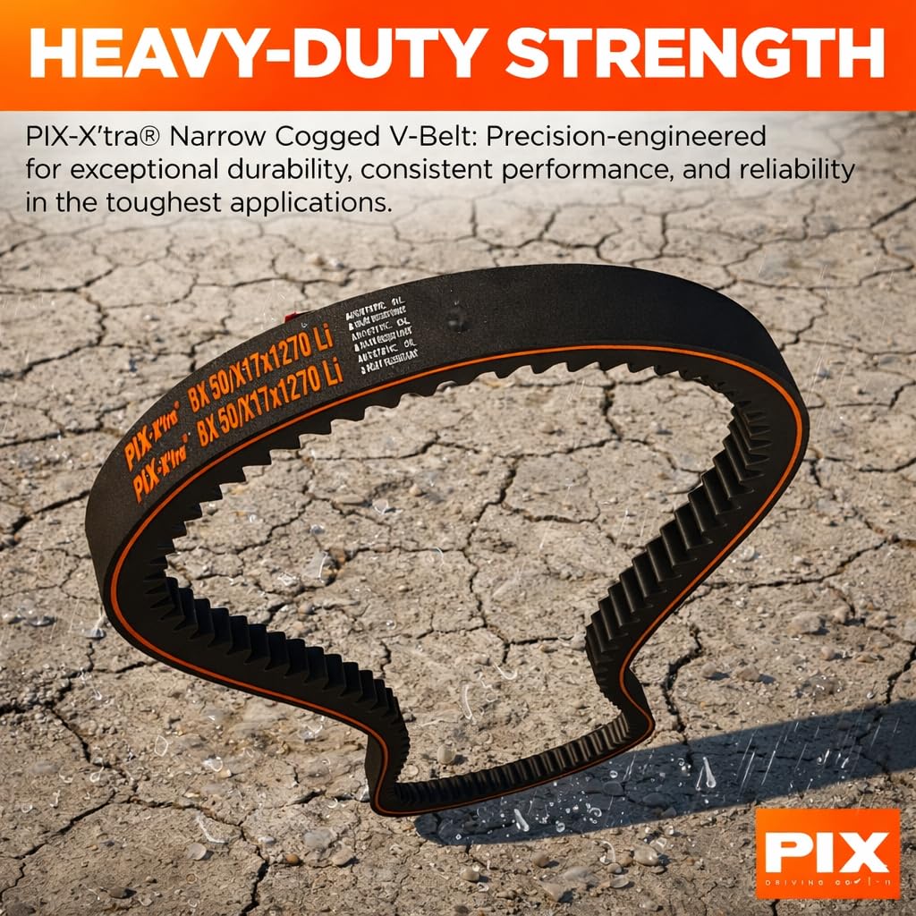 PIX V-Belt, 3VX1060 Cogged, 3/8" x 106" – Industrial Drive V-Belts for Compressors, Pumps, Blowers, Generators, Vacuum Systems, Heat Exchangers, and Heavy-Duty Power Transmission