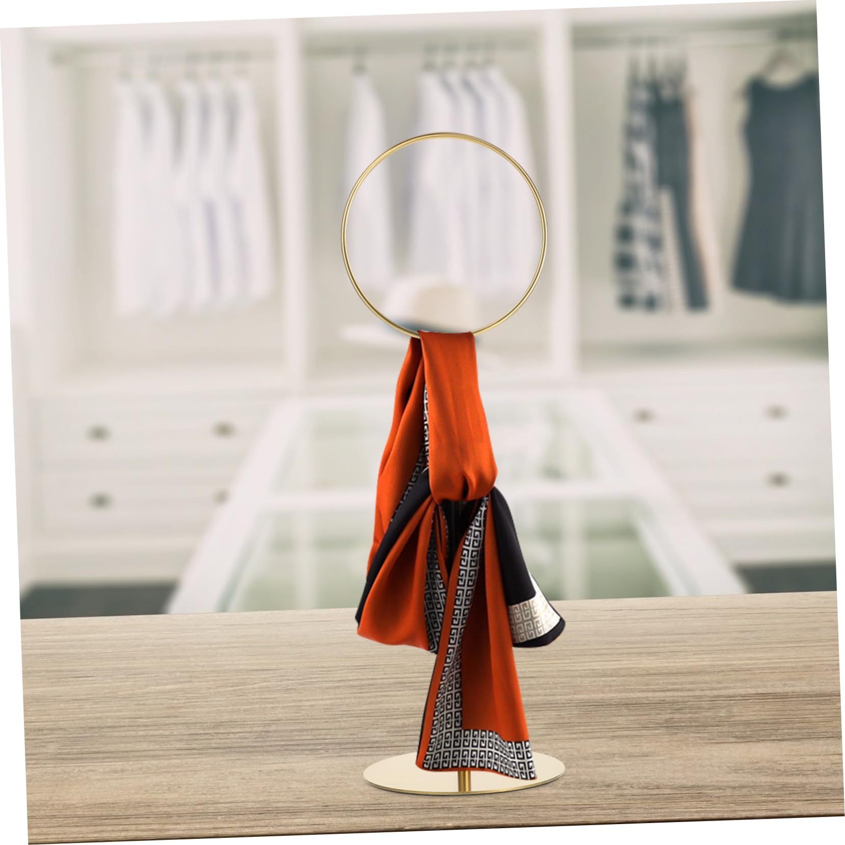 Cabilock Metal Scarf Display Rack for Women Shawls Wraps Neckties Store Scarf Hanger Space-Saving Organizer