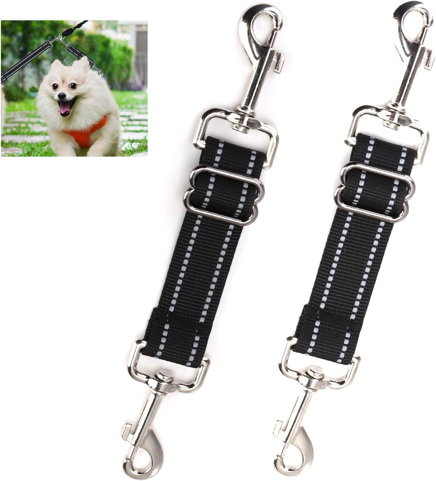 2 Pcs Double Clip Lead for Dogs, Double Ended Lead for Dogs, Safety