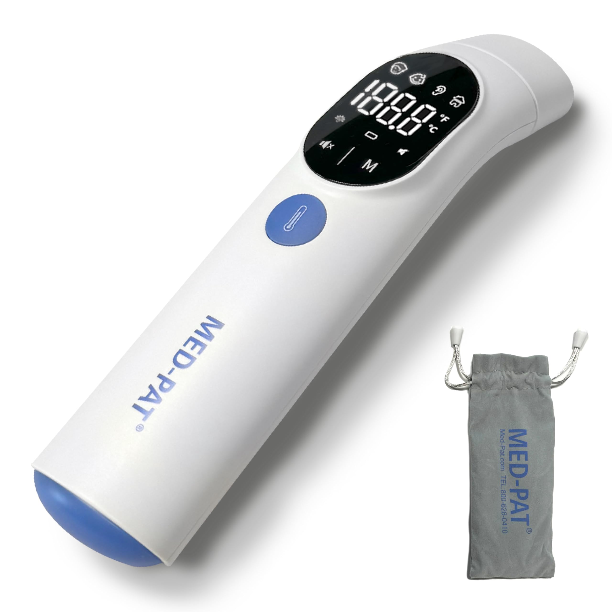 Med-Pat TH-1 Touchless Digital Thermometer - Infrared 1-Second Result - - Baby, Kids, Adults - Temperature Fever Alert, HD Color - Forehead & Ear Mode