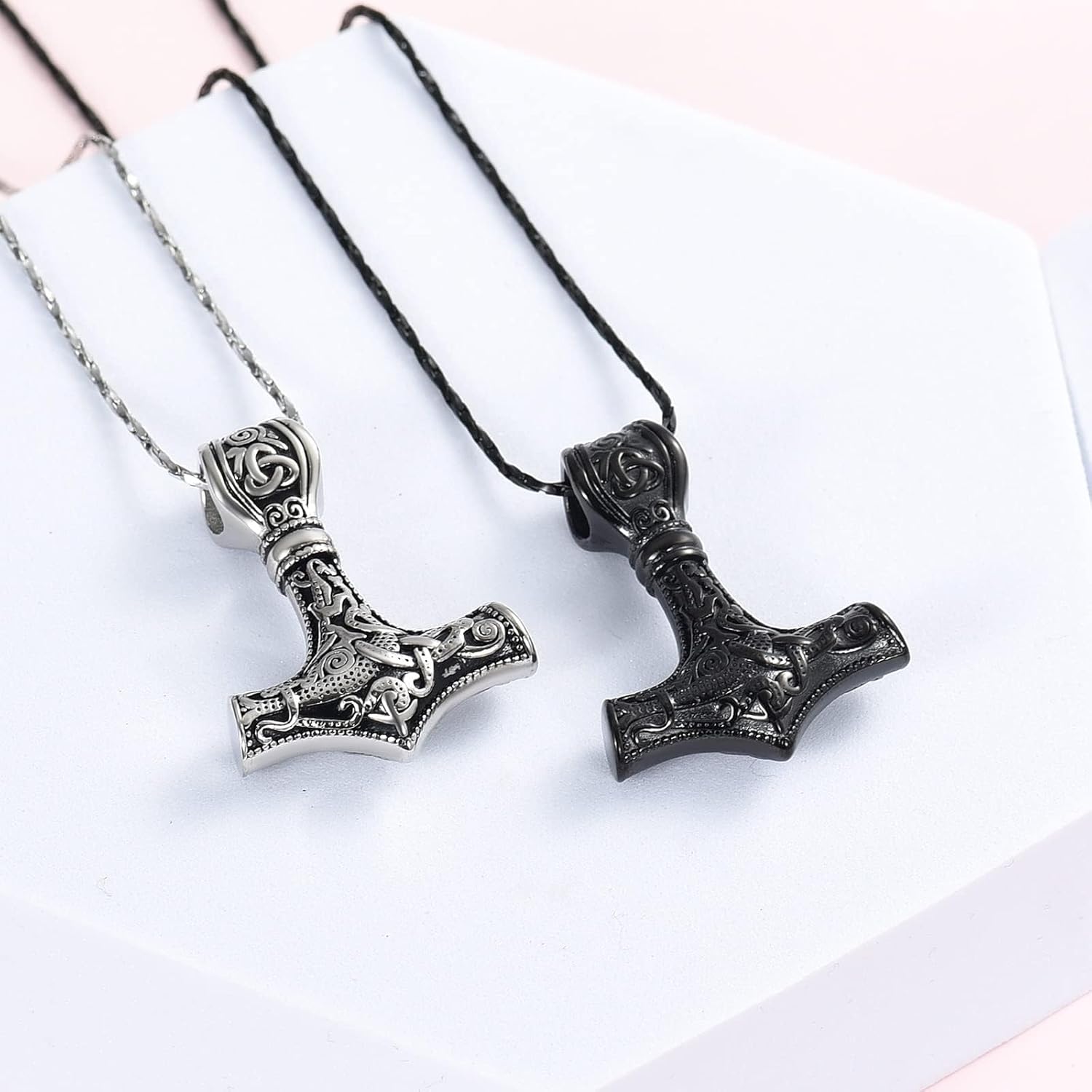 Mjolnir Thors Hammer Cremation Jewelry Urn Necklaces for Ashes for Men Women Celtic Knot Nordic Viking Memorial Human/Pet Ash Pendant Necklaces for Ashes Locket keepsakes Jewelry - Image 2