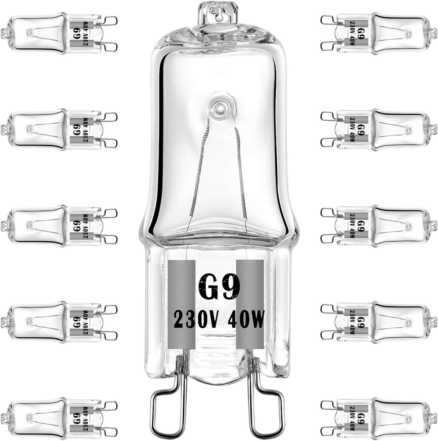 G9 Halogen Bulb 40W 230V 2 Pin Base Replacement Light Bulbs Dimmable Warm White (10 Pack)