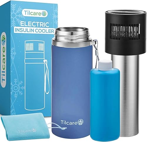 Electric Insulin Cooler Travel Case with USB Charger & Bio Gel by Tilcare - Unlimited Hours, Reusable Pen Freezer Bottle - Large Capacity TSA