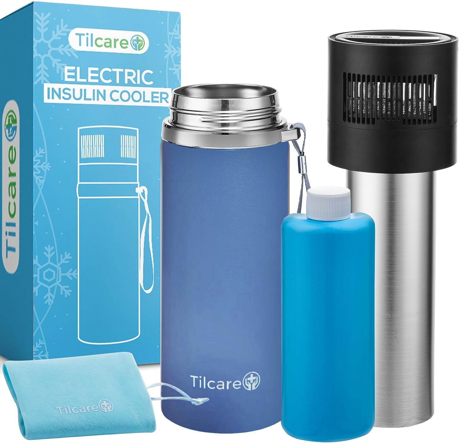 Electric Insulin Koeler Travel Case with USB Charger & Bio Gel Van Tilcare - Herbruikbare Pen Vriesfles, Onbeperkt uur - Grote Capaciteit TSA Goedgekeurde Koeletui - Houdt Tot 6 Diabetic Penes