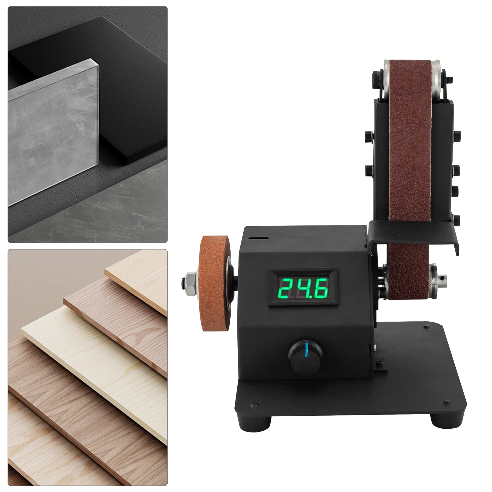 Mini levigatrice a nastro, 350 W, levigatrice a nastro, levigatrice elettrica con 10 nastri abrasivi, regolabile 0-8500R/min, adatta per levigare metallo, legno, ecc