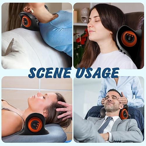 Miniatura 7 de Masajeador de cuello para aliviar el dolor, almohada de masaje eléctrica portátil con calor, relajación de tejido profundo para cuello, hombros,