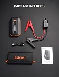 AstroAI B8 Booster Pack Jump Starter for Car Battery (Up to 9L Gas/7L Diesel) Portable Battery Booster with 10 Protections, 18W Quick Charger Power Pack, 3-Mode LED Light, Jumper Cables, 3000A, Orange