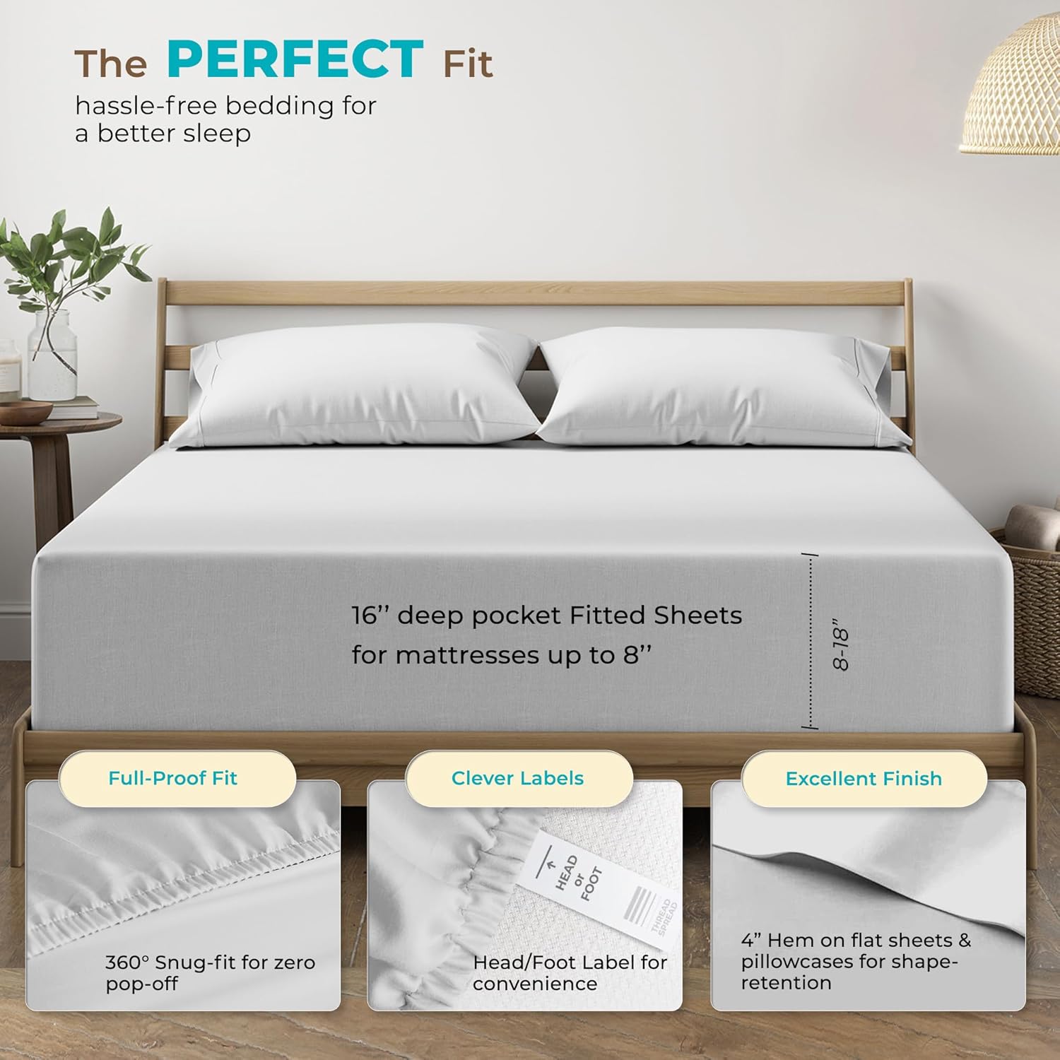 THREAD SPREAD 100% Egyptian Cotton Sheets Twin XL Size - 800 Thread Count 3 PC Silver Twin XL Sheet Sets Cotton, Silky Soft College Dorm Sheets Twin XL Set, 16" Deep Pocket Luxury Cooling Bed Sheet - Image 4