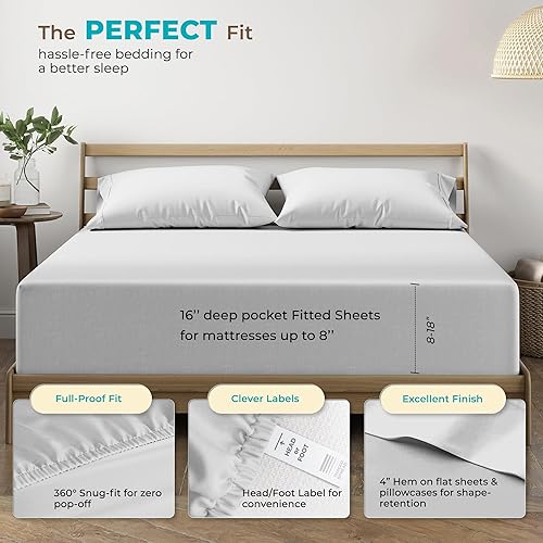 Miniatura 11 de THREAD SPREAD Sábanas 100% de algodón egipcio, tamaño individual, 800 hilos altos, 3 piezas, sábanas individuales extra largas para dormitorio