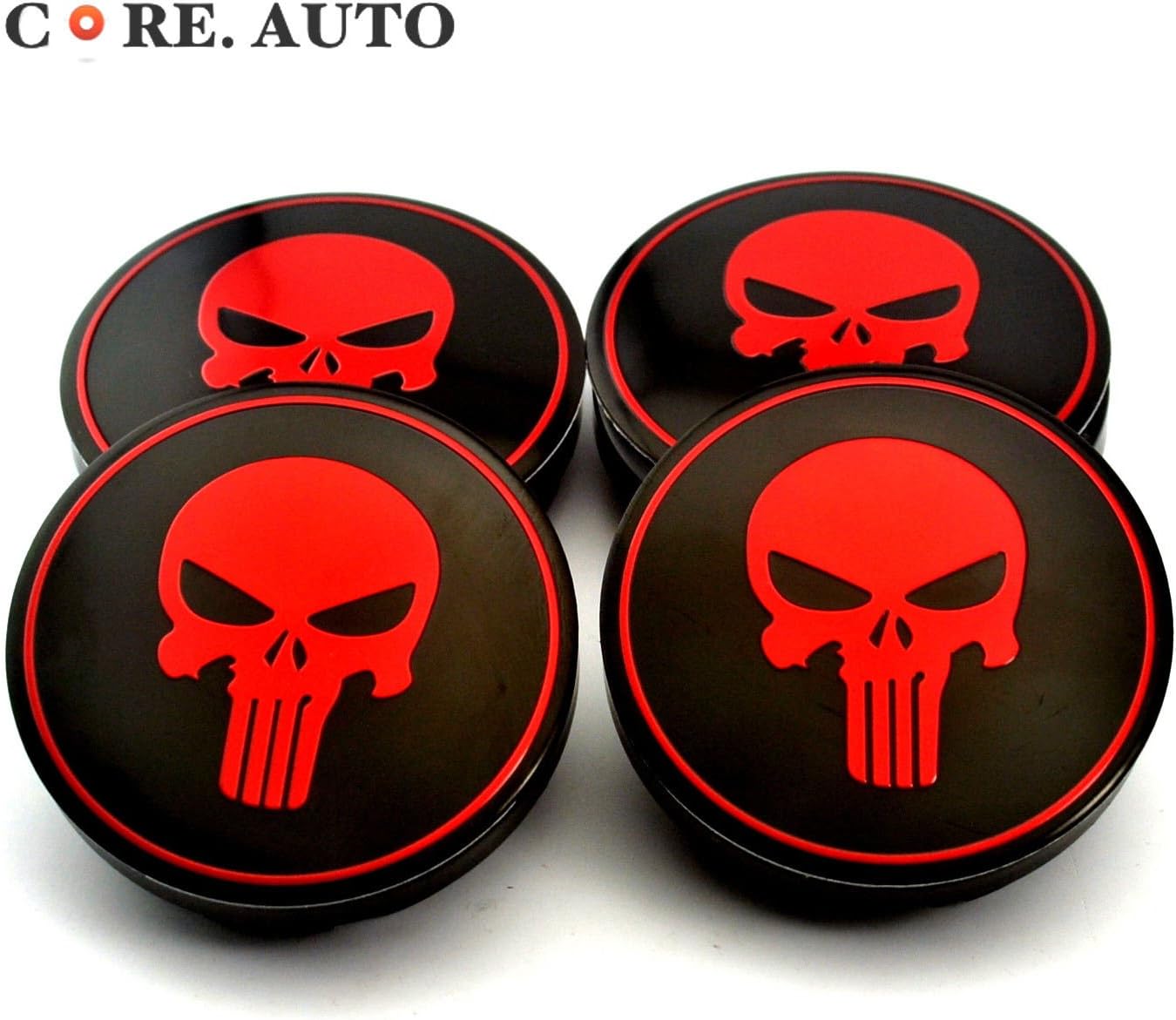 4 56mm The Punisher Red Skull Wheel Hubs Caps Emblem Wheel Centre Badge Sticker