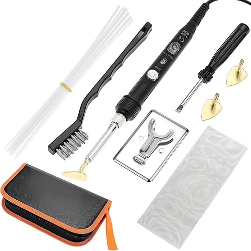 QWORK Kit de soldadura de plástico para reparación de superficies - 80W, 110V, temperatura ajustable 392.0-896.0 F con juego completo de accesorios,