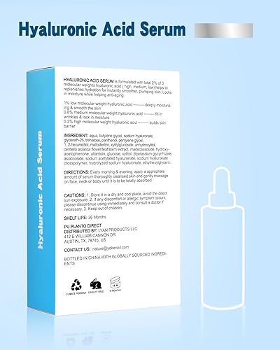 Miniatura 8 de PU PLANTO B5 - Suero de ácido hialurónico para cara, 2 onzas, ácido hialurónico triple puro, 2% con vitamina B5, suero facial antienvejecimiento
