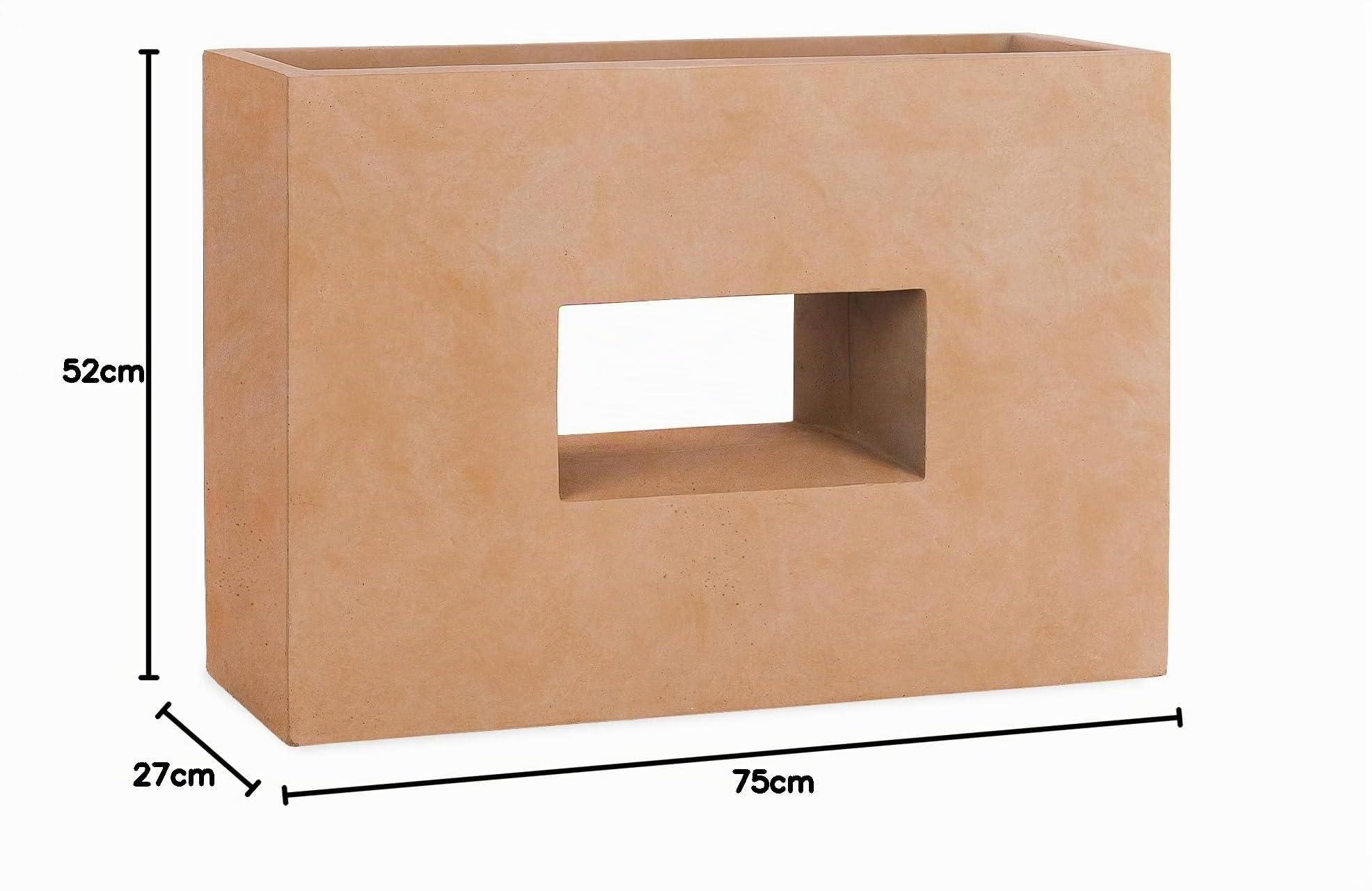 Pflanzwerk® Pot de Fleur Fibre de Verre Vista Terre Cuite 52x75x27cm *Jardinière antigel* *Protection UV* *Qualité européenne*