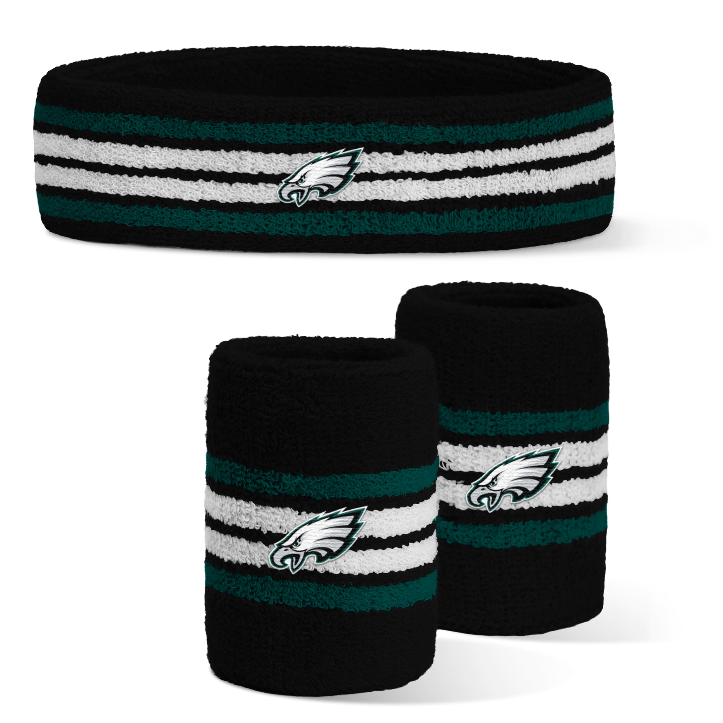 For Bare Feet NFL Philadelphia Eagles Officially Licensed Team Logo Headband & Wristband Combo Pack Team Color OSFM-image-47