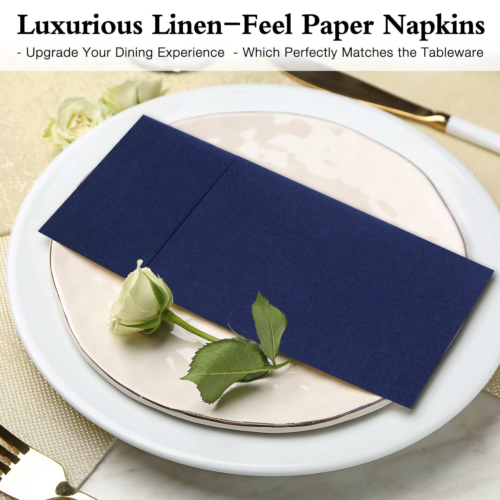 Servilletas de papel desechables, servilletas de cena con bolsillo integrado para cubiertos, servilletas de tela como servilletas, preplegadas para cuchillos y tenedores, servilletas de mano