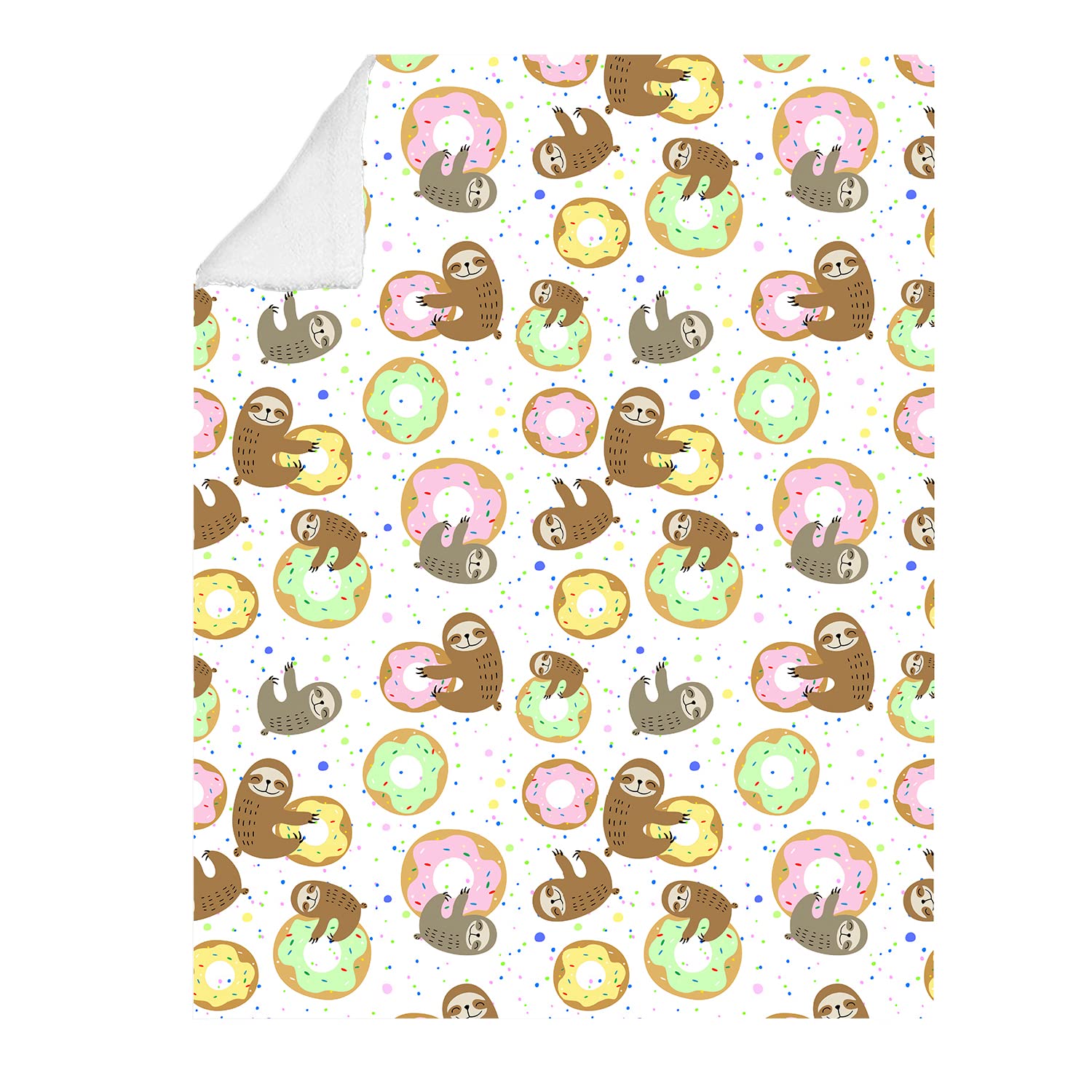 Cute Sloth and Donut Blanket Flannel Fleece Throw Blanket Gifts for Bed Couch Sofa Chair 50"X40"
