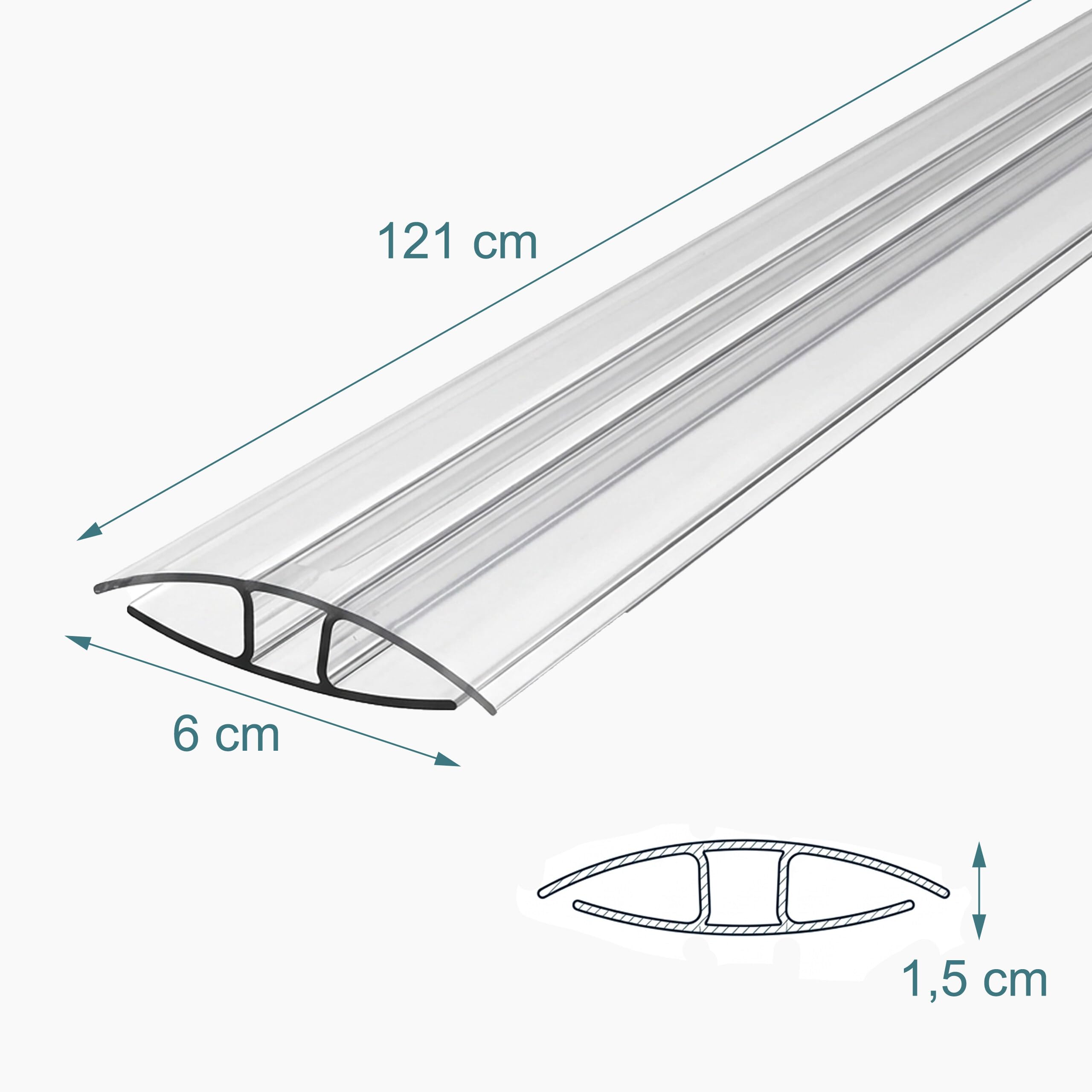 Relaxdays Profilo H per lastre alveolari 9 pz, 4–6mm, 121cm, Traspirante, UV e Esterno