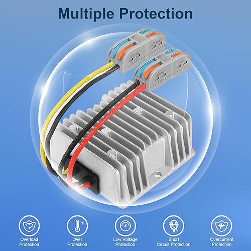 Miniatura 4 de DC 24V 48V 36V a 12V 15A 180W convertidor reductor de voltaje carrito de golf reductor de voltaje transformador de Buck impermeable (entradas CC