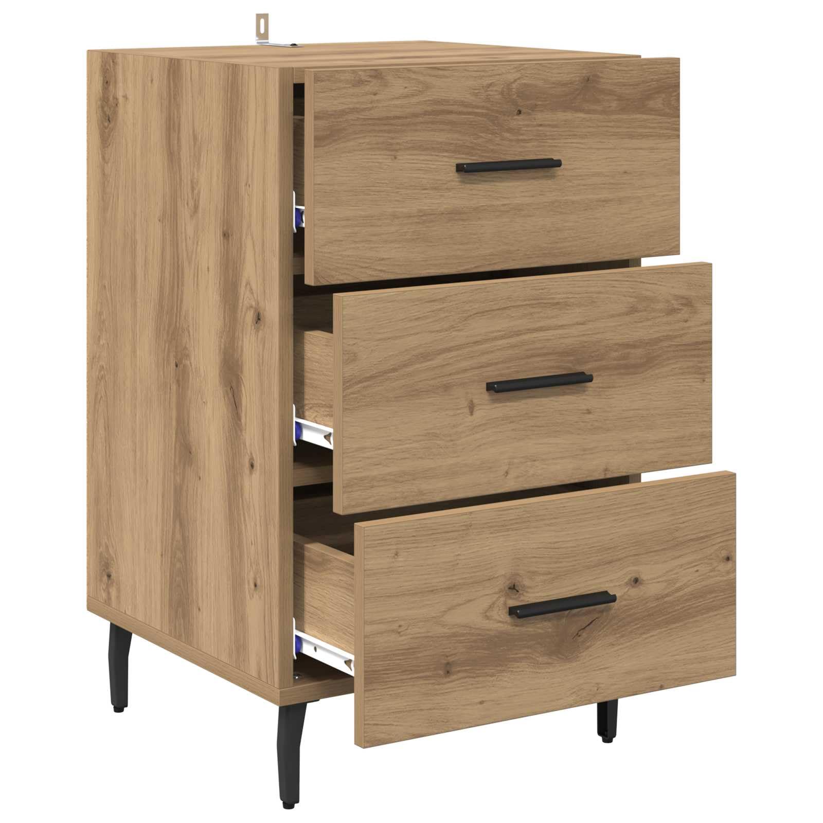 vidaXL Armario de Noche con cajón Roble Artesanal 40 x 40 x 66 cm, Mesita rústica, cabinetito Compacto, cajón de Almacenamiento, Mesa organizada, Muebles útiles