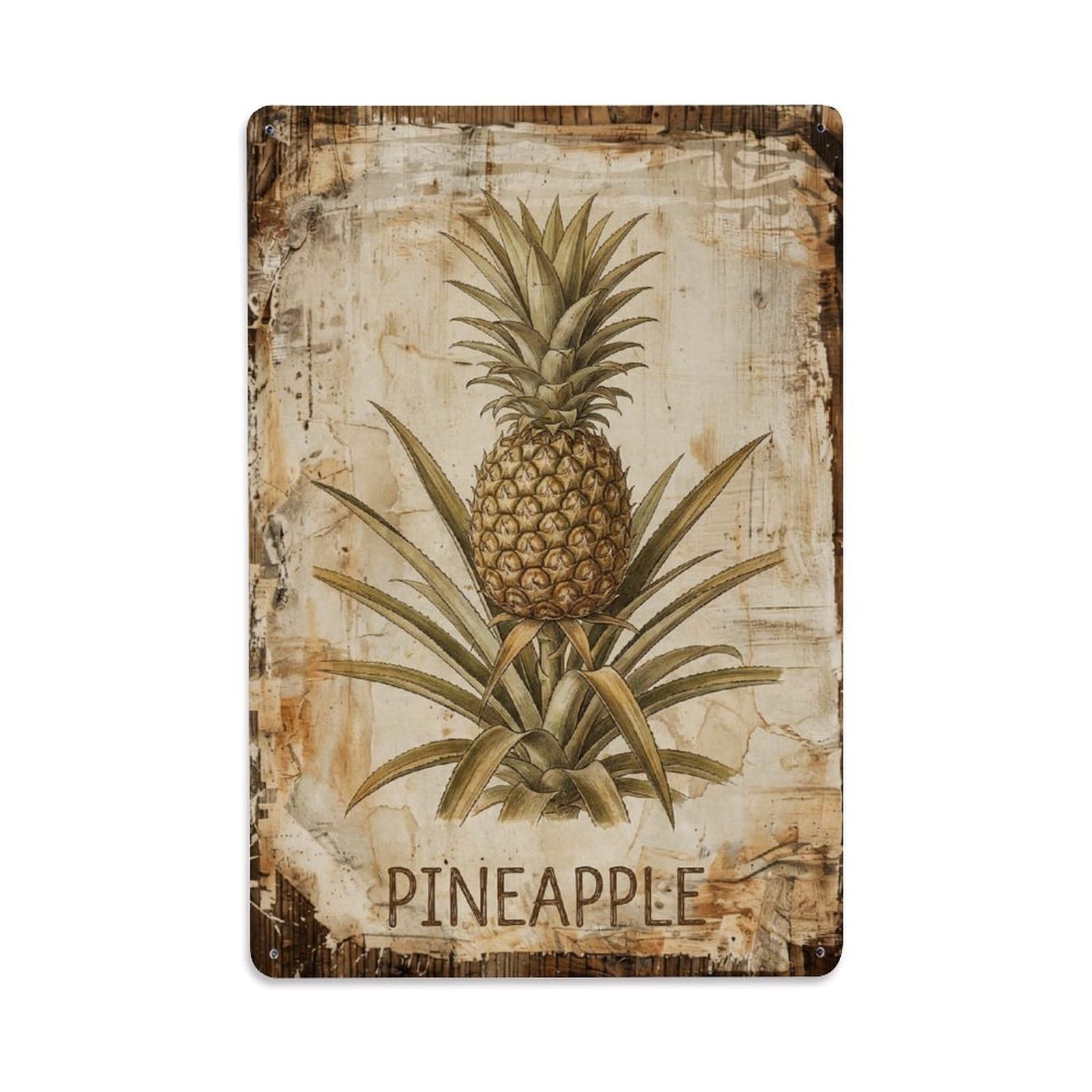 Pineapple Tropical Fruit Vintage Metal Tin Sign Plaque Wall Decor for Cafe, Club, Garden Metal Poster 8x12Inch