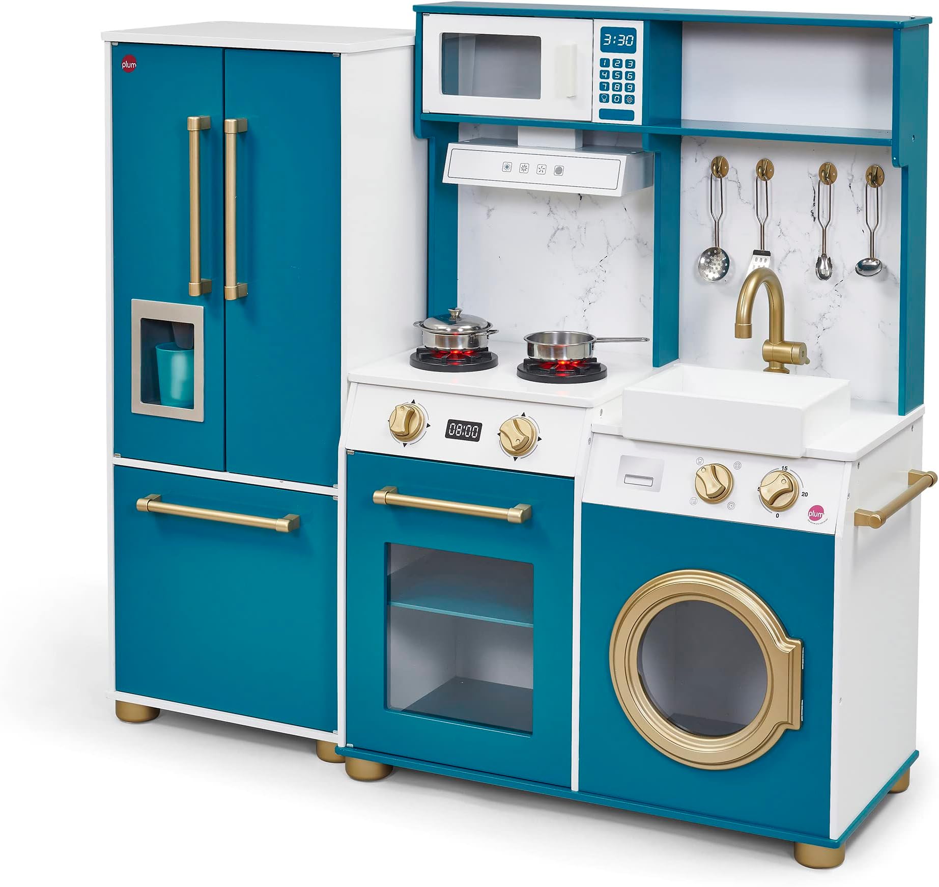Play Wooden Kids Kitchen – Bakehouse Roleplay Toy with Lights, Sounds, Accessories & Fridge – Pretend Indoor Play Set for Ages 3+