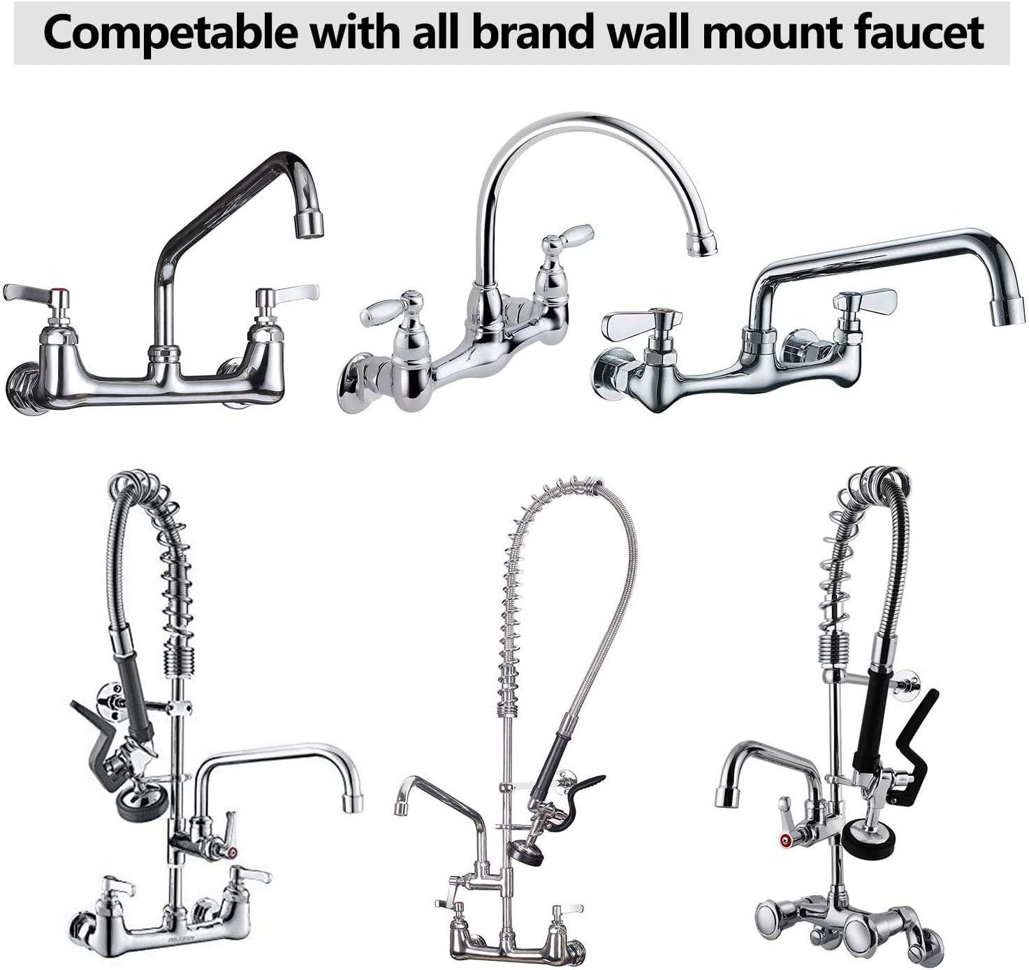 Wall Mount Faucet Installation Kit COOLWEST 1/2 IPS to 1/2" Male Backsplash Mounting Kit Connector Adapter Set for Commercial Kitchen Prep & Utility Sink