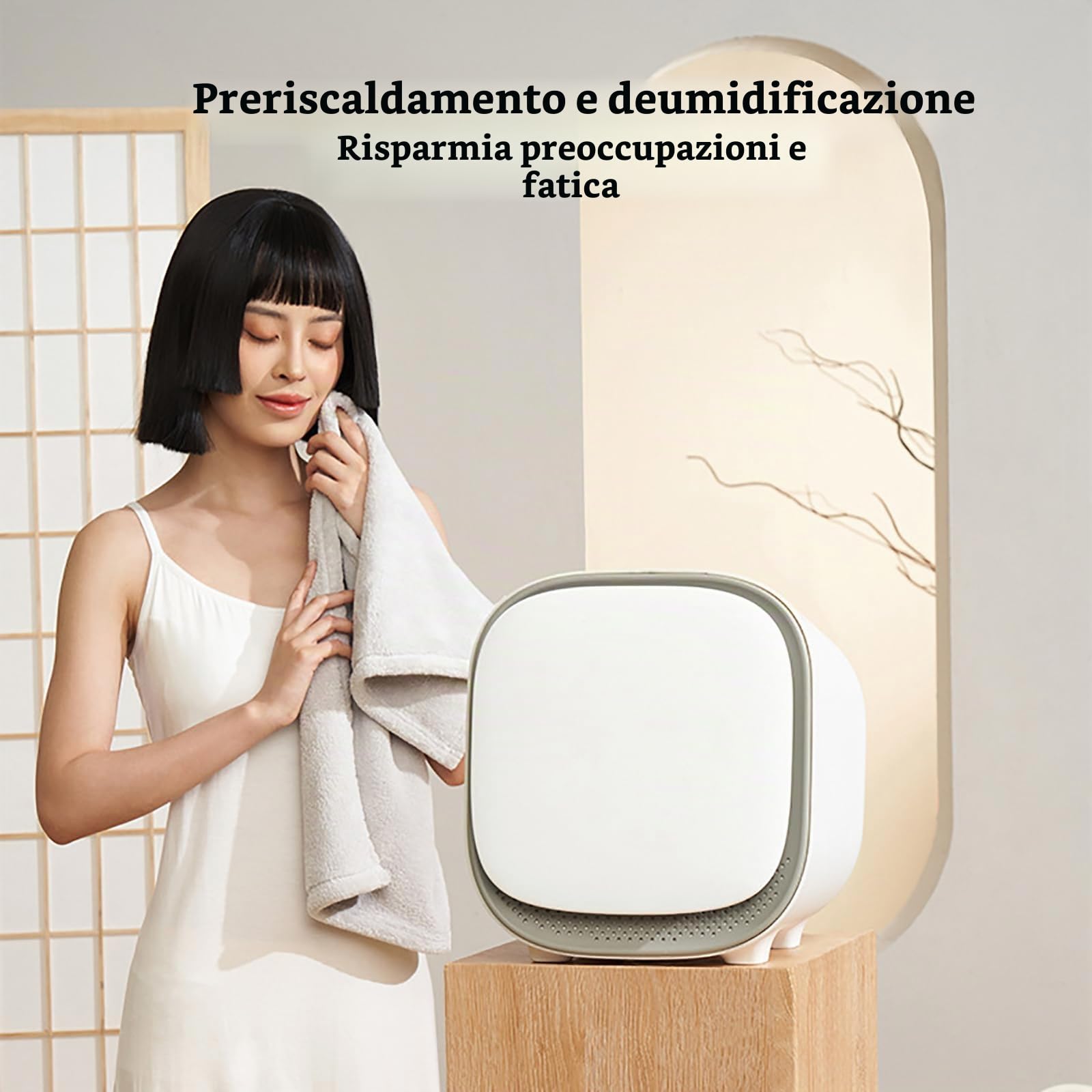 Mini asciugatrice portatile con rotazione a 60 ℃ a temperatura costante per viaggi, appartamenti, dormitorio studentesco, hotel, casa, circolazione dell'aria calda tridimensionale a 360°