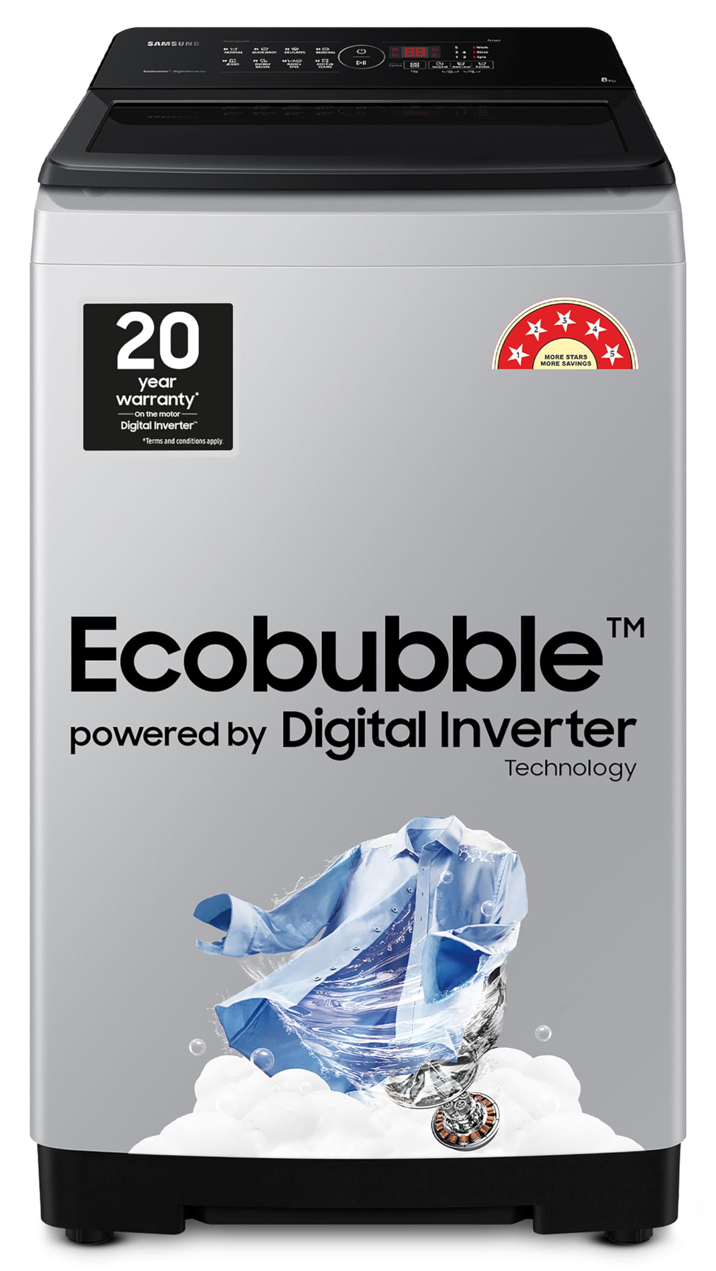Samsung 8 kg, 5 star, Eco Bubble Technology, Digital Inverter Motor, Dual Storm, Fully-Automatic Top Load Washing Machine (WA80BG4441BGTL, Light Gray) (B0B8NK5HTH) Amazon Price History, Amazon Price Tracker