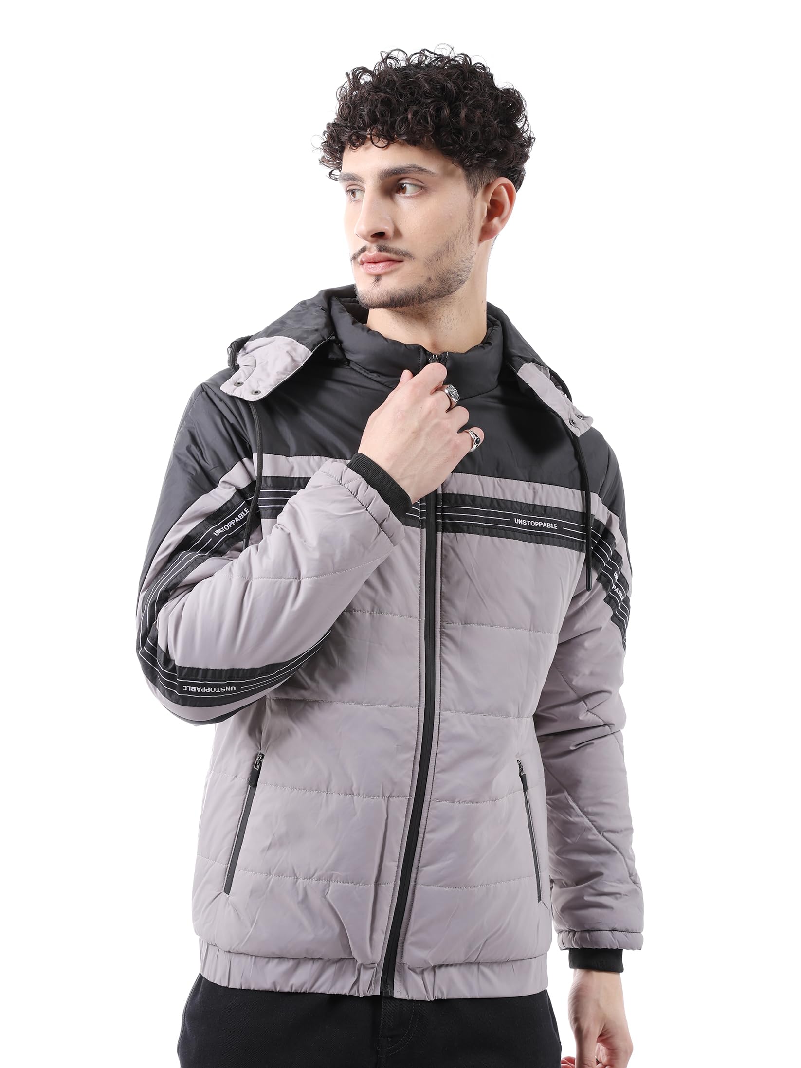 the indian garage co Men Polyester Standard Length Slim Fit Solid Puffer Jackets-picture-19