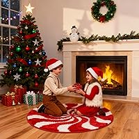 Vista 5 de Alfombra redonda decorativa de microfibra de pelo alto, diseño 3D, acrílico, hecha a mano, 24 pulgadas