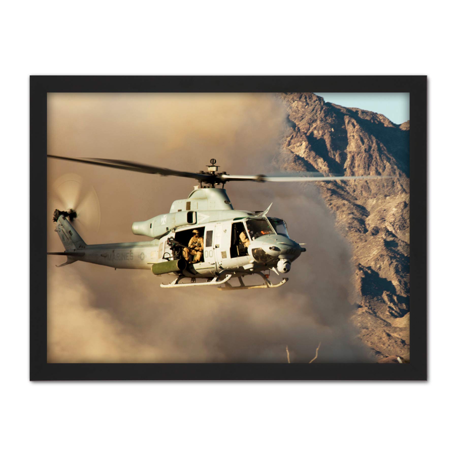 Artery8 Military USA Marines Helicopter UH-1Y Venom Artwork Framed Wall Art Print 18X24 Inch