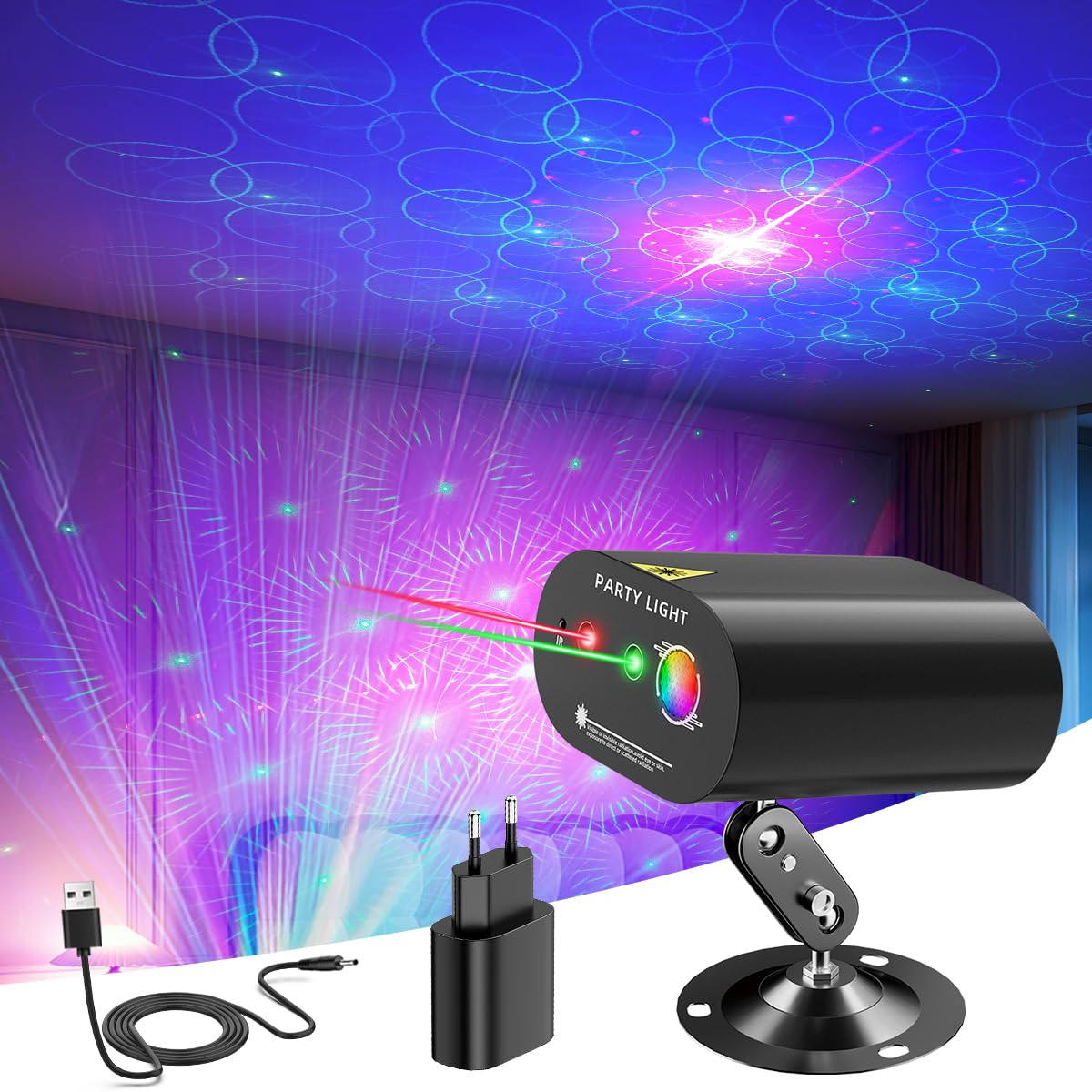 Bola de discoteca para DJ, luz estroboscópica LED para escenarios, proyector de luz, ideal para fiestas navideñas/raves/clubes/bares/decoración del hogar, regalos de cumpleaños y fiestas.