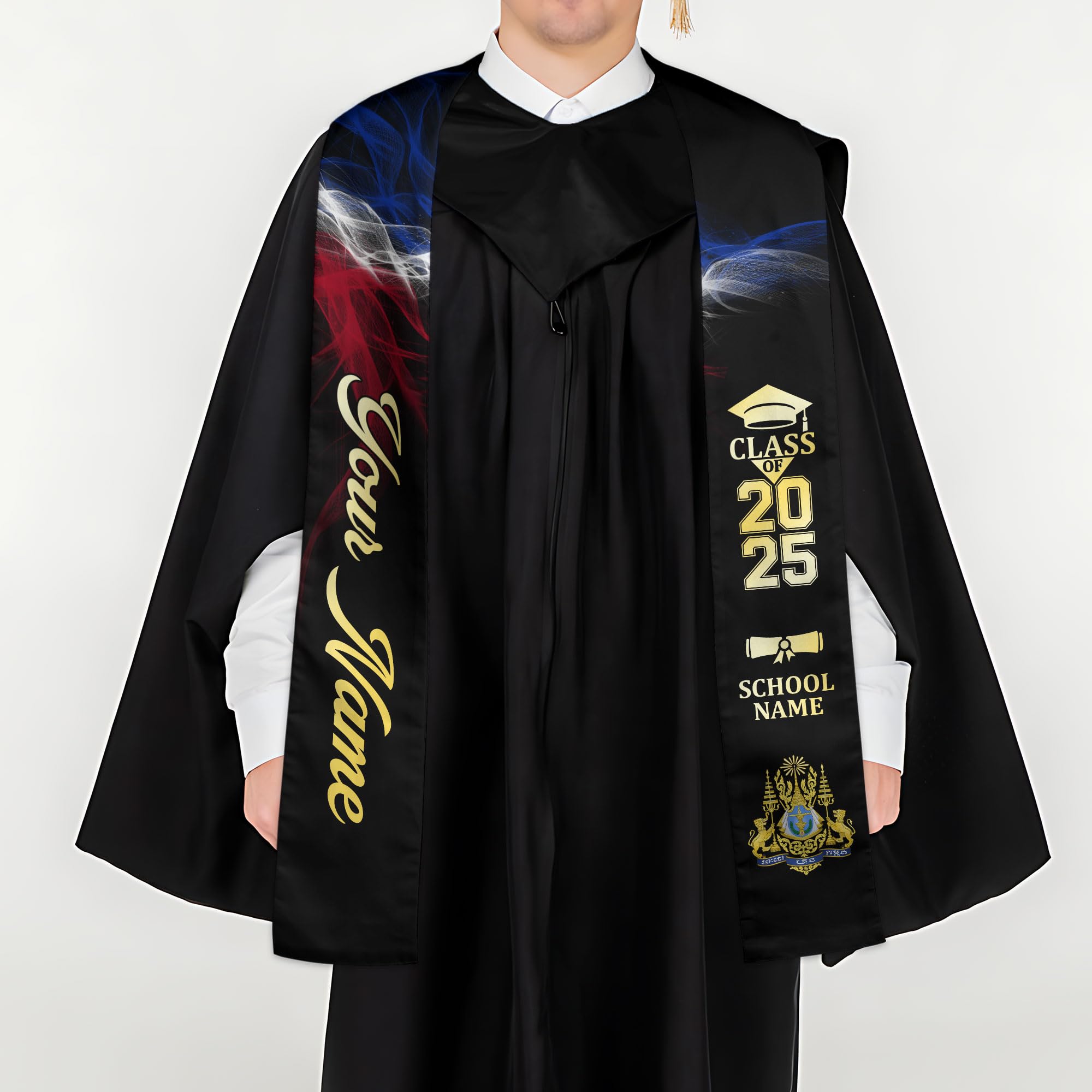 MonkeyVan Personalized Cambodian Graduation Sash, Custom Cambodian Graduation Stole, Cambodia Stoles Class Of 2025 Cd1