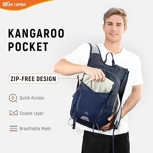 Miniatura 3 de SKYSPER Mochila de senderismo de 15 litros, mochila de viaje pequeña, transpirable, ligera, con bolsillo para el hombro, para mujeres y hombres