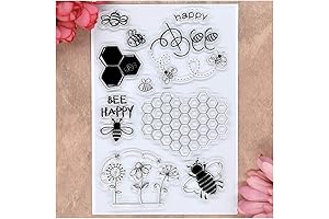 KWELLAM BEE HAPPY Flowers Honeycomb Clear Stamps for Card Making Decoration and DIY Scrapbooking
