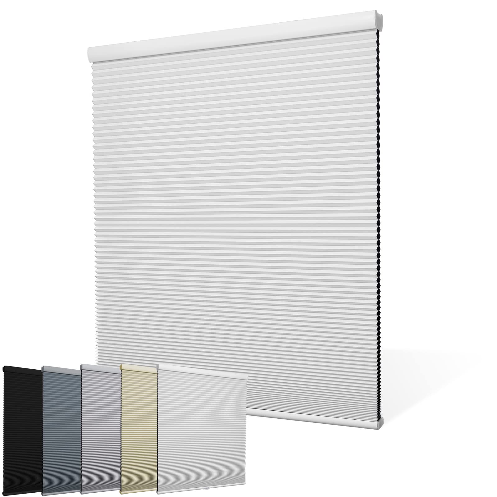 Moonice Cordless Honeycomb Pleated Blinds Blackout Cellular Shades for Window Fabric Insulated UV Protection Honeycomb Shades Easy Fit for Home Bedroom Kitchen White, 70cm W x 150cm H