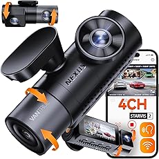 Vantrue 360 Degree Dash Cam for Cars, WiFi GPS Car Camera with Voice Control, IR Night Vision, 24hrs Parking Mode, HDR/WDR, 3.19’ IPS LCD, 512GB Max
