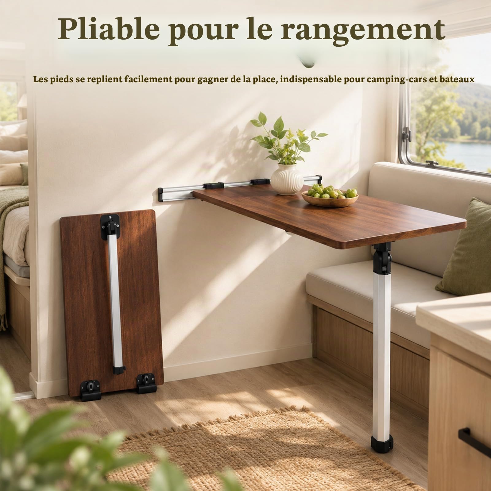 Camping-car Pied table et rail coulissant, 51–78cm Pied table télescopique