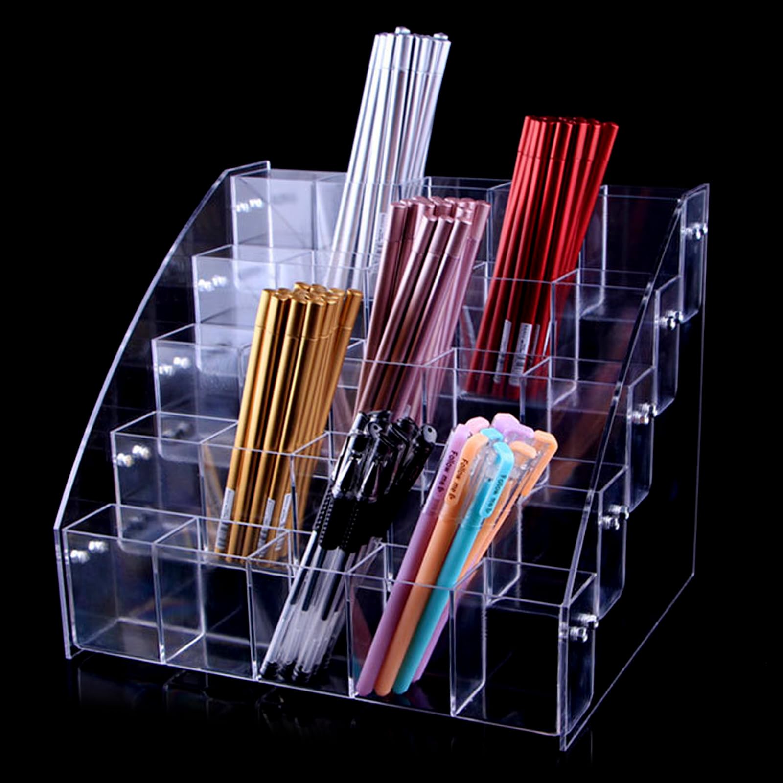 HDOYTXXM Clear Acrylic Pens Pencils Holder Base Stationery Store Storage Box Versatile Writing Tool Holder Case for School Work Desktop Writing Pot