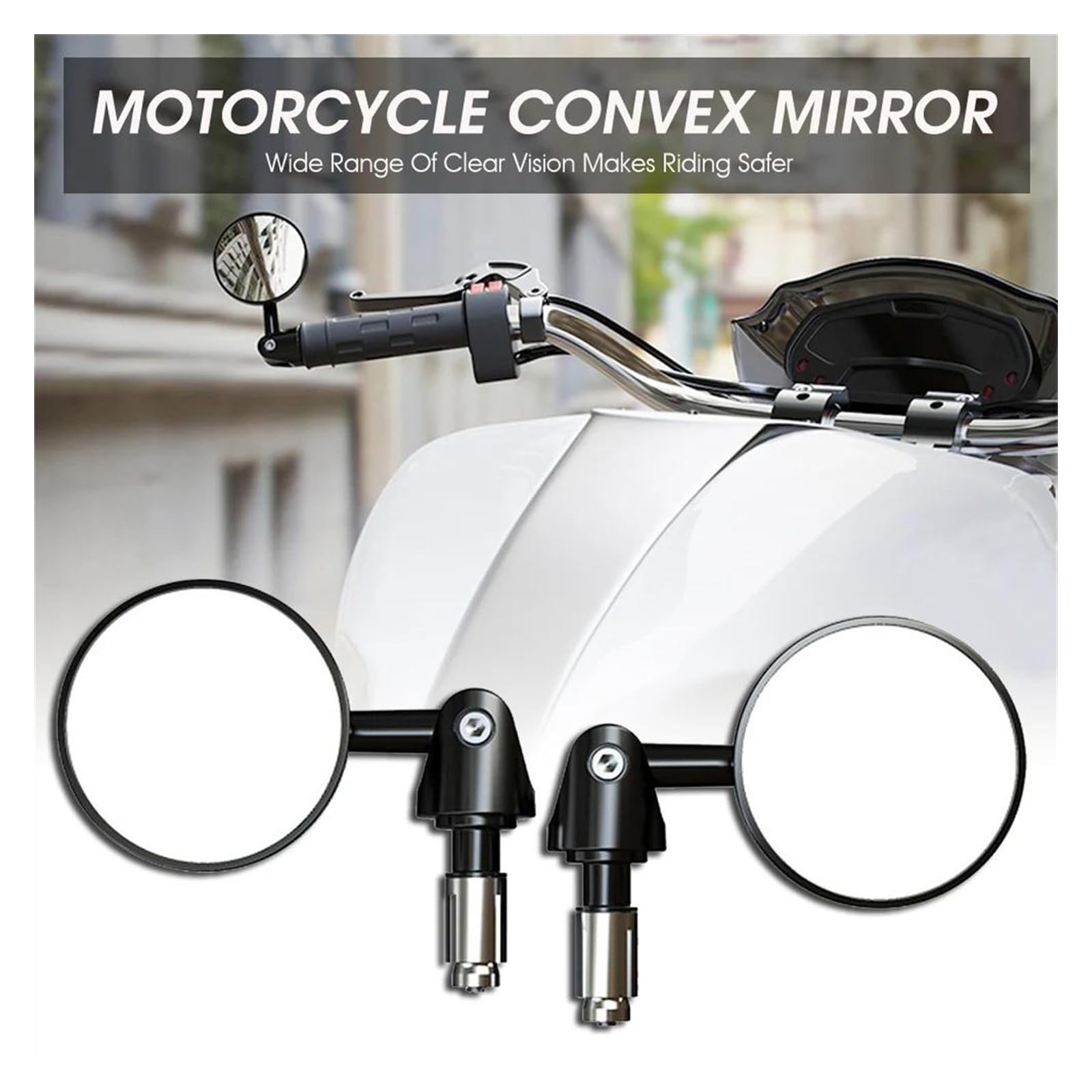 Espejo Retrovisor Lateral Motocicl Espejos Retrovisores Para Motocicleta 7/8" Extremo Barra Con Mango Redondo Lado Motocicleta Plegable 2 Unids/par Retrovisor Moto