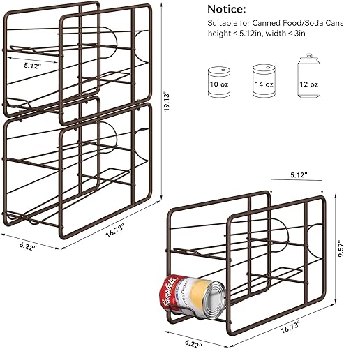 Miniatura 5 de MOOACE Paquete de 4 dispensadores de latas, organizador apilable de almacenamiento de latas para alimentos enlatados, gabinete de cocina, despensa,