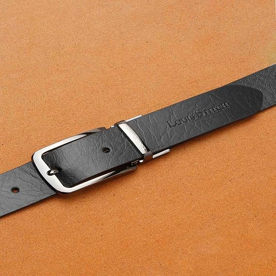 LOUIS STITCH Men's Italian Leather Reversible Belt 1.25 inch (35mm) Handmade Formal Waist Strap with Nickel Buckle Belt for Men Gents Boys (Black/Brown) (FFSHGB)