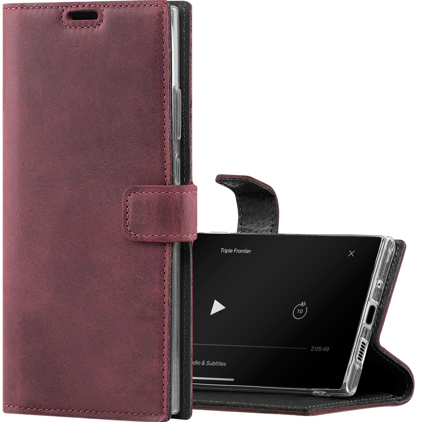 Surazo Leather Wallet Mobile Phone Case Compatible with Apple iPhone 11 Pro Max-Flip & Fold Smartphone Case with Stand RFID Blocker Magnet Closure 3 Slots for Bank Cards