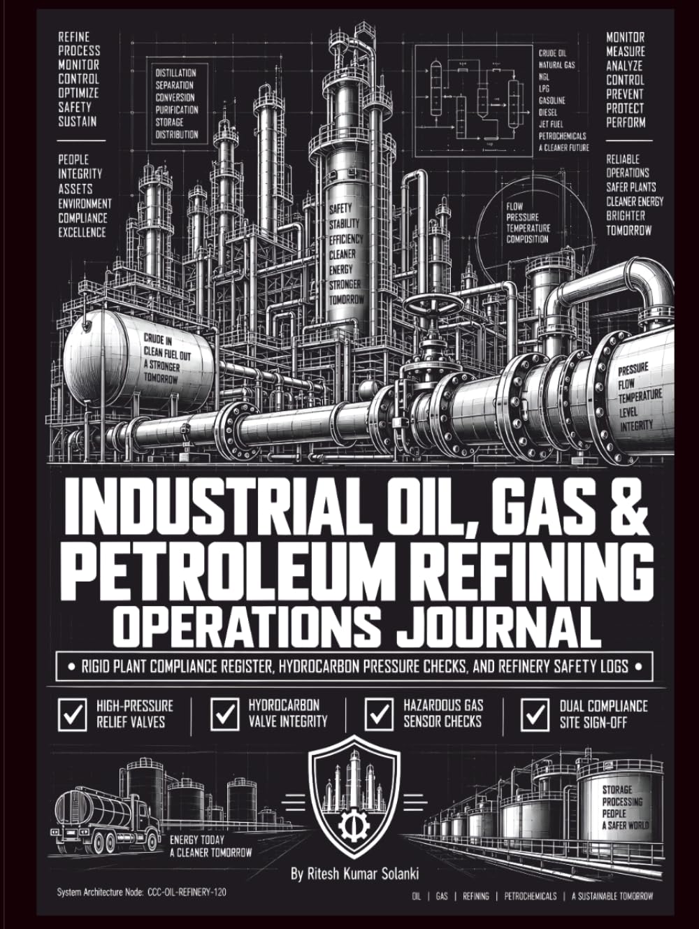 Industrial Oil, Gas & Petroleum Refining Operations Journal: Rigid Plant Compliance Register, Hydrocarbon Pressure Checks, and Refinery Safety Logs
