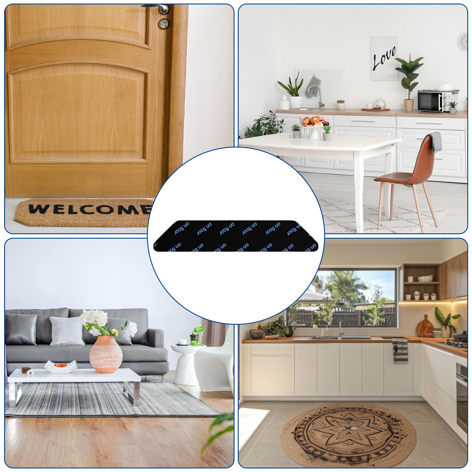 30 Piezas Pinzas para Alfombras, Alfombra Antideslizante, Reutilizable und Lavable Bases Antideslizante Colchon, Adhesivo de Alfombra para Cocina, Baño, Salón, Dormitorio, Oficina, Negro