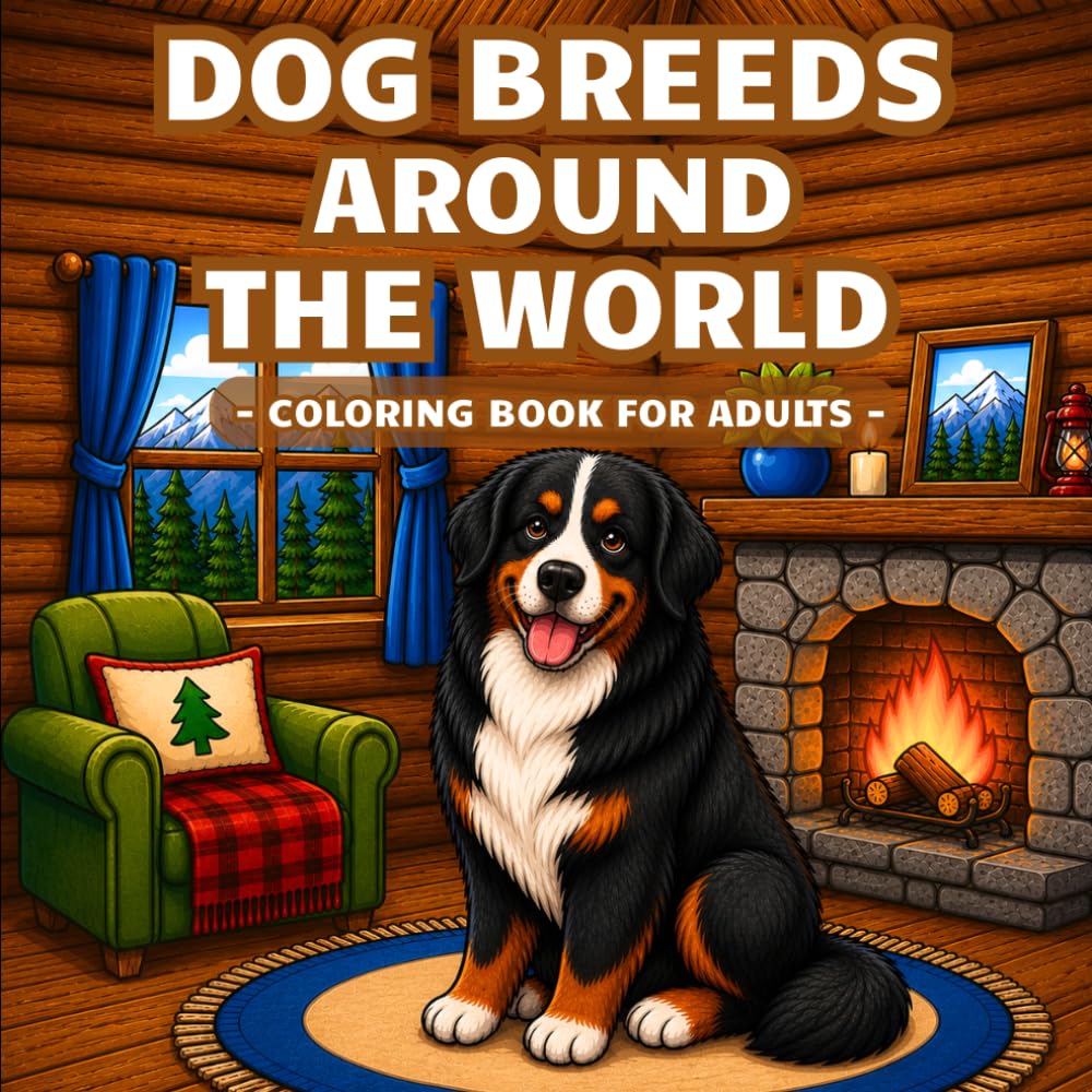 Dog Breeds Around the World: A Coloring Book for Adults: Discover 50 Unique Dog Breeds Through Relaxing Scenes Inspired by Places Around the World