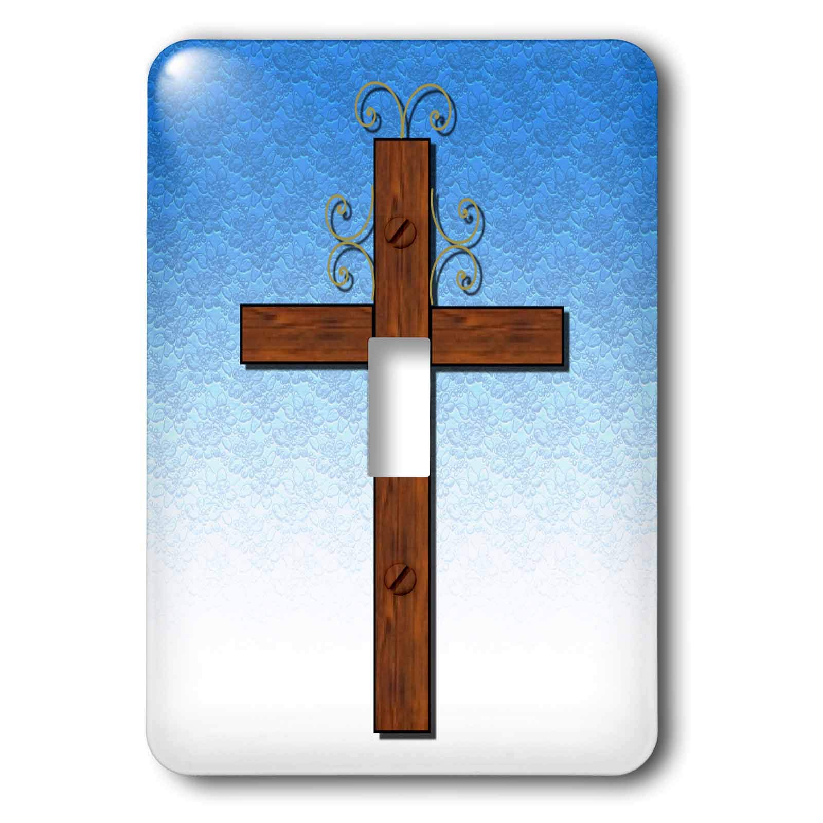 Interrupteur motif croix en bois et dentelle fine 3dRose LSP_27410_1