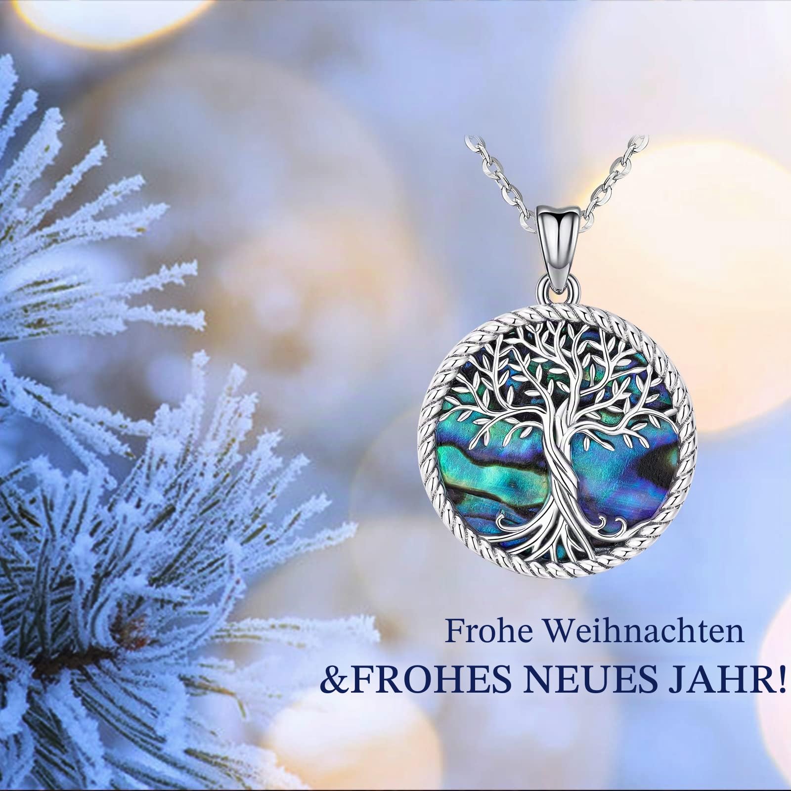 Odinstone Lebensbaum Kette 925 Silber Herz Baum des Lebens Anhänger Mutter Kind Familie Halskette Schmuck für Damen Frauen Geschenke für Mama Sohn Tochter